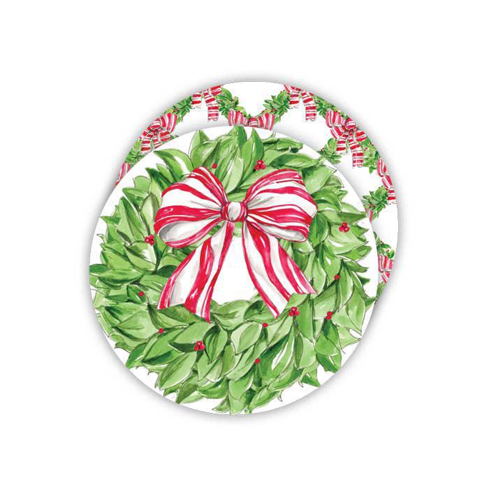 Christmas Wreath with Berries Paper Coaster